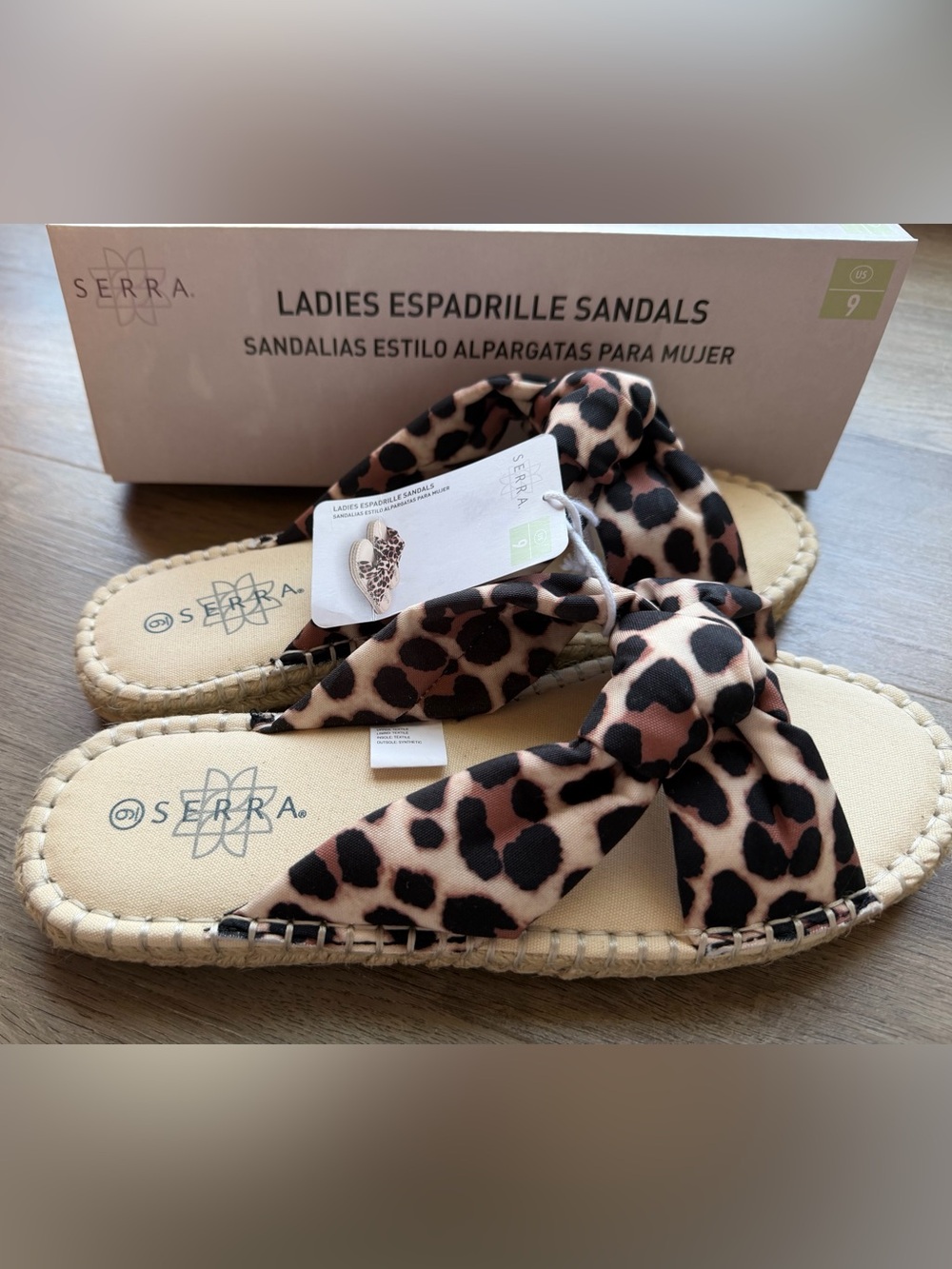 Ladies Serra Espadrille Sandals Leopard Print - Size 9